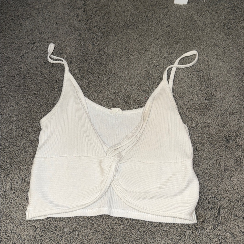 Garage White Twist-Front Tank Top